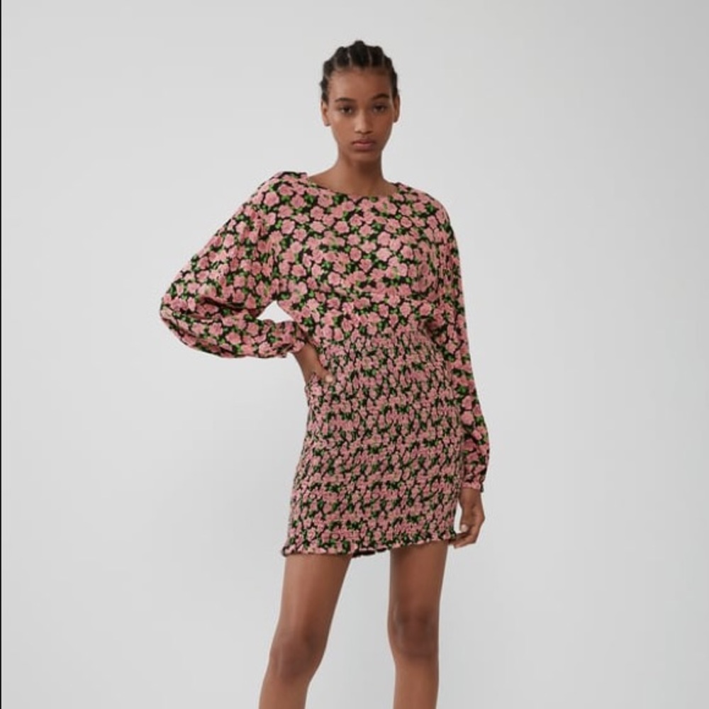 Zara black floral dress